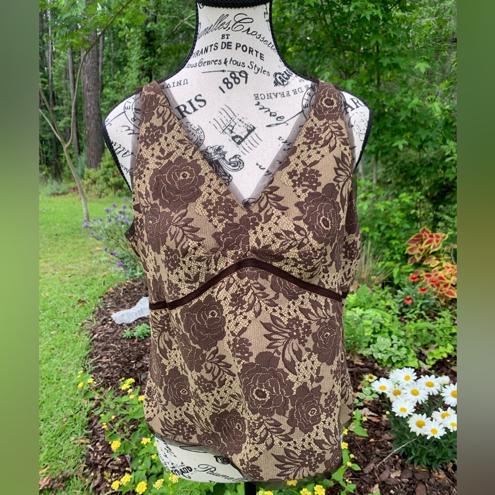 Old Navy brown lacey v-neck top.